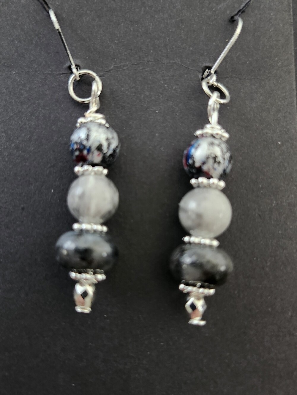 Drop Earrings Labadorite and Jasper Handcrafted